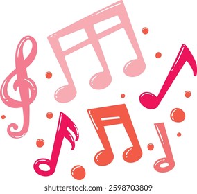 Vibrant music notes floating in abstract space