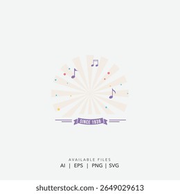 Vibrant Musical Event Logo with Floating Notes, Creative Sound and Melody Logo for Parties and Festivals