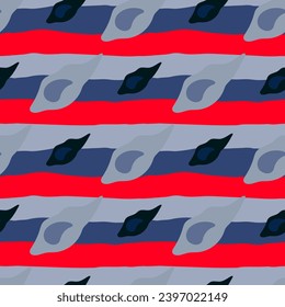 Vibrant, nature-inspired illustration, blending modern and retro styles in a seamless design for fabric and decorative papers.