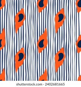 Vibrant, nature-inspired illustration, blending modern and retro styles in a seamless design for fabric and decorative papers.