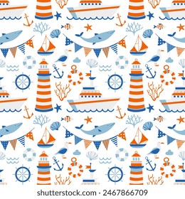 Vibrant Nautical Adventure Seamless Pattern