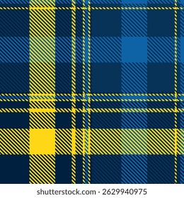 Vibrant navy blue and sunny yellow plaid pattern.  Perfect for textile design, fashion, web backgrounds, or any project needing a bold, energetic feel.