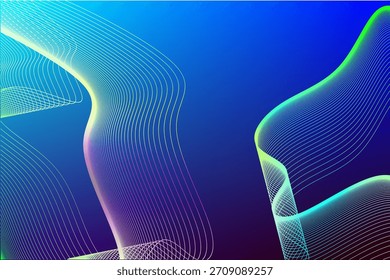 Vibrant Neon abstrakte Linien Welle in blau und lila Farbverlauf Kunstwerk