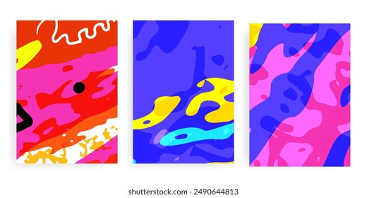 Un fondo de neón vibrante con bordes texturados y trozos de color superpuestos. 