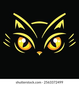 Vibrant Neon Cat Eyes Illustration - Striking Digital Art