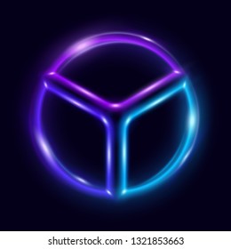 Vibrant neon circle with glow. Colorful shining design element for advertising, banner, card. Abstract luminous background. Vector illustration