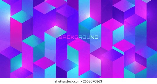 Vibrante Neon Cubes Fundo para tecnologia moderna e conceitos de design de negócios criativos