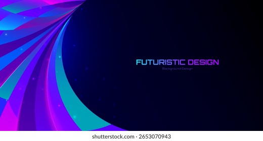 Curvas de néon vibrantes fluem para a escuridão, criando um plano de fundo tecnológico elegante, moderno e futurista