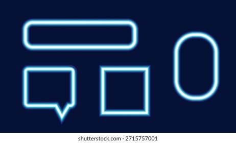 Vibrant neon frames glow against a sleek dark background. Perfect for web design ads poster and gaming graphics. Vector illustration.