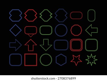 Leuchtende Neonrahmen mit RGB-Glanz, perfekt für Spielgrafiken, Stream-Overlays und digitales Branding.