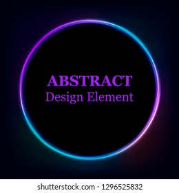 Vibrant neon glowing circle. Colorful round frame. Abstract bright ring. Shine vector stroke illustration for your design, banner, ad.