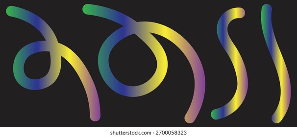 Vibrant neon gradient calligraphy-style abstract line artwork, perfect for modern streetwear and digital prints.