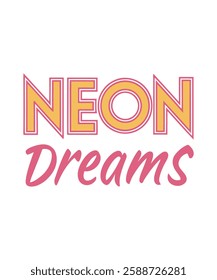 Vibrant neon graphic design of Neon Dreams t shirt