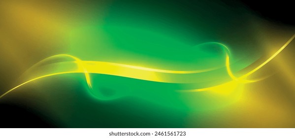 A vibrant neon green and electric blue wave on a dark sky background, reminiscent of visual effect lighting in space. The colors create a stunning visual art piece with a gaslike texture
