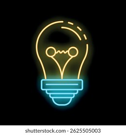 Vibrant neon lightbulb glowing, symbolizing creativity and inspiration