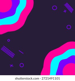 Fondo vibrante del estilo de Memphis del neón con las Formas púrpuras fluidas y del degradado de Cyan