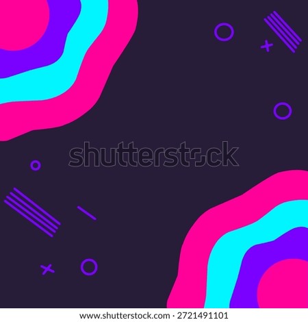 Vibrant Neon Memphis Style Background with Fluid Purple and Cyan Gradient Shapes