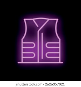 Vibrant neon sign depicting a safety vest, commonly worn for visibility and protection in various industries