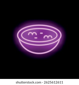 Vibrant neon sign depicting a steaming bowl of soup, perfect for restaurants and eateries