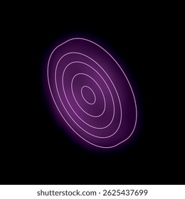 Vibrant neon target symbol glowing purple against a dark backdrop, creating a striking visual