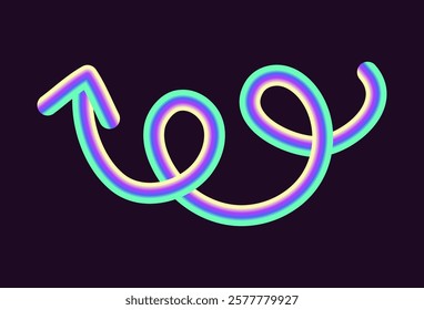 vibrant neon vector design featuring arrows in various shapes and directions. arrows have glowing gradient effect, combining light hues of yellow, orange, and pink on a dark background