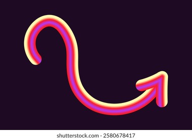 vibrant neon vector design featuring arrows in various shapes and directions. arrows have glowing gradient effect, combining light hues of yellow, orange, and pink on a dark background