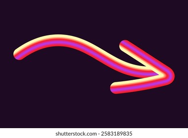 vibrant neon vector design featuring arrows in various shapes and directions. arrows have glowing gradient effect, combining light hues of yellow, orange, and pink on a dark background