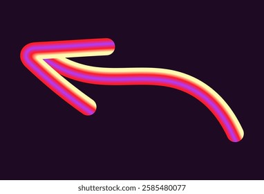 vibrant neon vector design featuring arrows in various shapes and directions. arrows have glowing gradient effect, combining light hues of yellow, orange, and pink on a dark background.