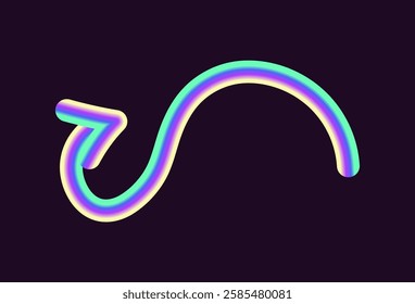 vibrant neon vector design featuring arrows in various shapes and directions. arrows have glowing gradient effect, combining light hues of yellow, orange, and pink on a dark background.