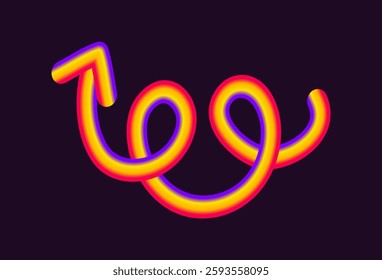 vibrant neon vector design featuring arrows in various shapes and directions. arrows have glowing gradient effect, combining light hues of yellow, orange, and pink on a dark background.