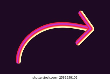 vibrant neon vector design featuring arrows in various shapes and directions. arrows have glowing gradient effect, combining light hues of yellow, orange, and pink on a dark background.