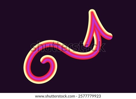 vibrant neon vector design featuring arrows in various shapes and directions. arrows have glowing gradient effect, combining light hues of yellow, orange, and pink on a dark background