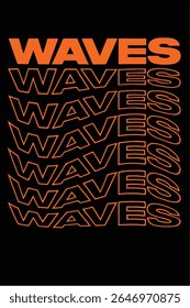 Vibrant Neon Waves Graphic Design T-Shirt.