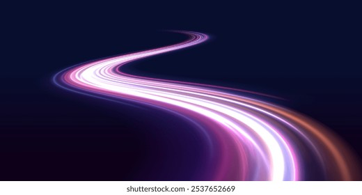 Vibrant neon waves on dark backdrop, ideal for modern design projects. Neon color glowing lines. Sleek luminous streaks design, fitting for high-energy themes.	