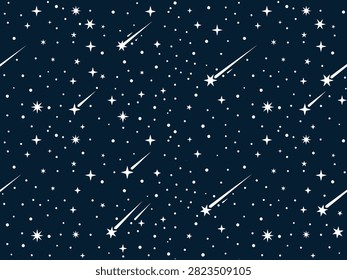 Vibrant night sky with dynamic star trails and meteors.