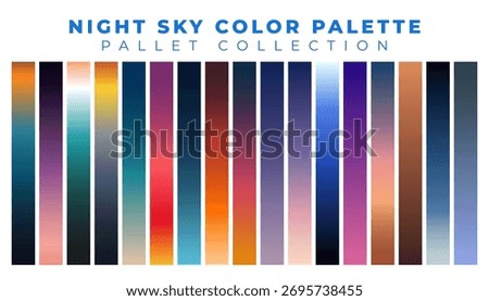 Vibrant Night and Twilight Sky Gradient Color Palette Collection for Modern Digital Design and Creative Visual Projects