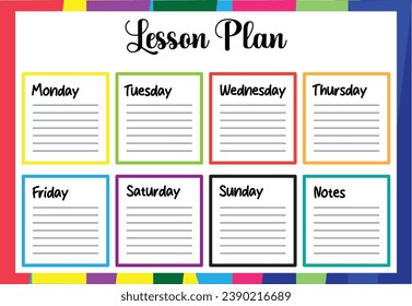 A vibrant notepad template for organizing weekly lesson plan