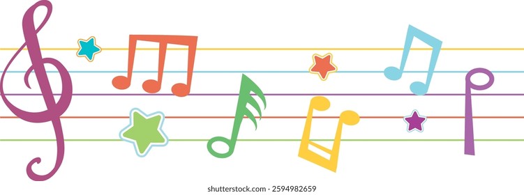 Vibrant notes and symbols on a musical staff