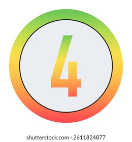 Vibrant Number 4 design with green-red gradient border and light gray inner circle. Perfect for contemporary logo design or creative visual identity.