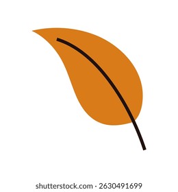 Vibrant orange autumn falling leaf, simple illustration of natural foliage