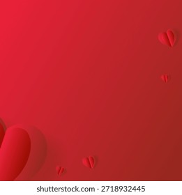 Un fondo naranja vibrante con Formas de corazón 3D en las esquinas. Crea un ambiente cálido y romántico con un amplio espacio central para mensajes de San Valentín o diseños con temas de amor.