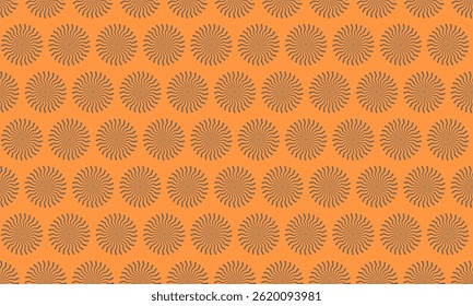 Vibrant orange background featuring a repeating pattern of stylized sunbursts.  Perfect for textile design, website backgrounds, or any project needing a cheerful, energetic aesthetic.