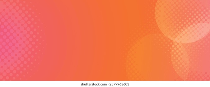 Vibrant orange background with gradient and dotted texture. The background features orange circles and a smooth transition of orange hues. Minimal halftone vector gradient background 