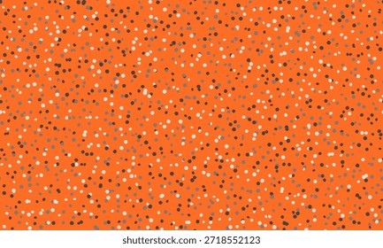 Fundo laranja vibrante espalhado com pontos pequenos, cinzas e brancos.  Perfeito para banners de site, posts de mídias sociais ou design têxtil.  Este padrão brincalhão, salpicado evoca energia e emoção.