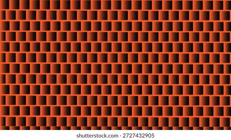 Fondo vibrante de patrón cuadrado geométrico naranja y negro con efecto de sombra degradado para Industrial Diseño tecnológico Textura Abstractas de Vector sin costuras y Fondo de pantalla de Web moderno Medios creativos.