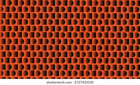 Fondo geométrico vibrante de patrón cuadrado y circular naranja y negro con efecto de sombra de degradado para Industrial Diseño tecnológico Textura Abstractas de Vector sin costuras y Fondo de pantalla de Web moderno Medios creativos.