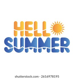 vibrant orange and blue, hello summer typography vector illustration, best for printing, poster, t shirt etc.