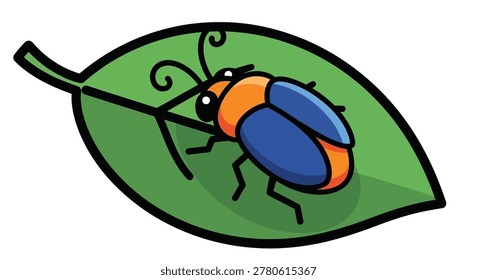 Vibrant orange and blue ladybug insect
