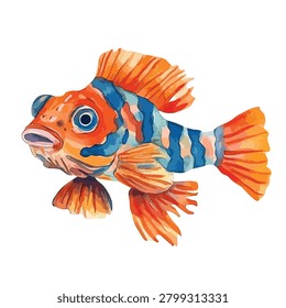 Vibrant orange and blue striped fish