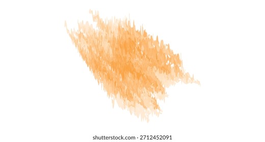 Un trazo de pincel naranja vibrante con una apariencia texturizada y abstracta, aislado sobre un fondo blanco.